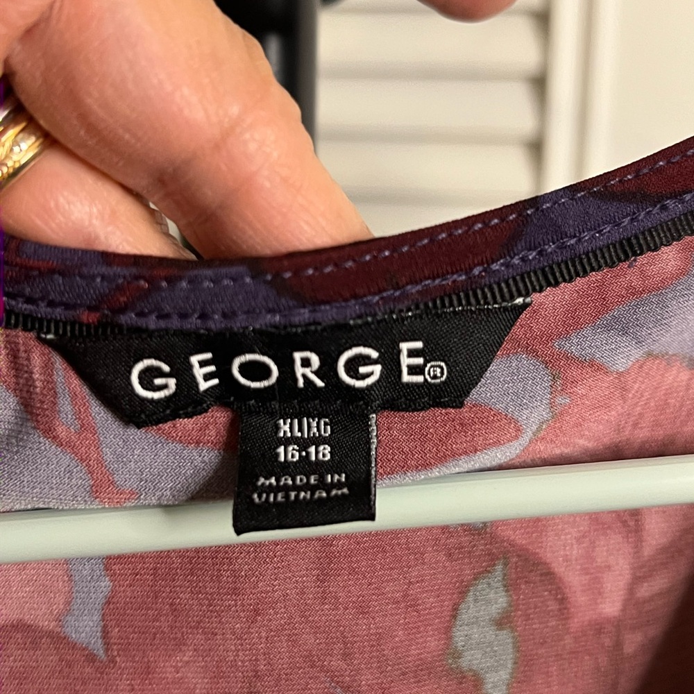 George Red and Blue Draped Blouse Short Sleeve - Picture 6 of 6
